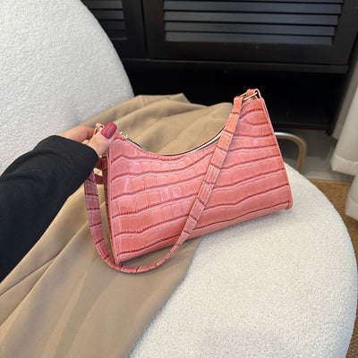 Embossed Underarm Stone Pattern Candy Color Shoulder Bag null