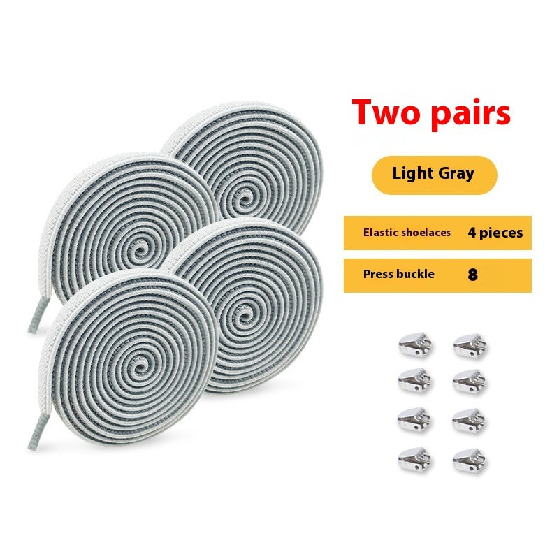 Shoelace For Lazy People Lace-free Rope Elastic Children's Flat Buckle Tie-free White Shoes Men's And Women's Fixed White null