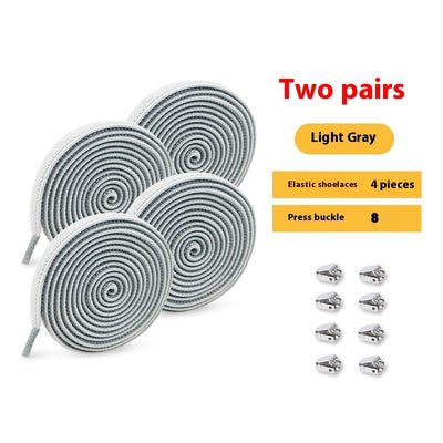 Shoelace For Lazy People Lace-free Rope Elastic Children's Flat Buckle Tie-free White Shoes Men's And Women's Fixed White null