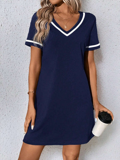 Women's Dress Black V-neck Casual Short Sleeve Dress null
