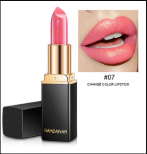 Shiny Metallic Lipstick Pearlescent Color Temperature Change Lipstick Gilt Lipstick null