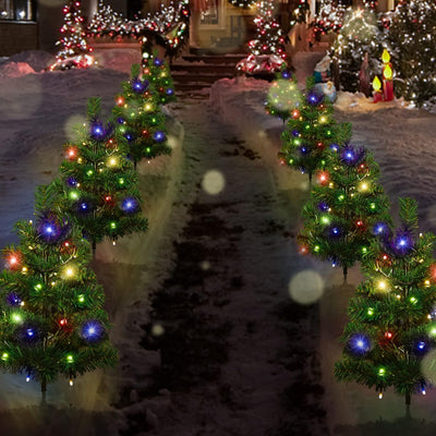 2 Packs Solar Christmas Tree, Solar Powered Pathway Christmas Tree With Multicolored LED Lights, So null