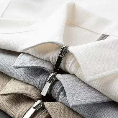 Pure Color Half Zip Short Sleeve T-shirt null