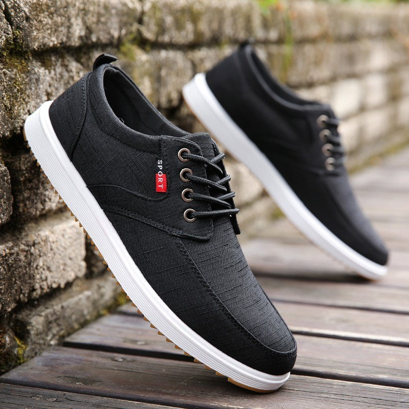 Men's Lace-up Canvas Shoes Casual Men Breathable Walking Flats Shoes null