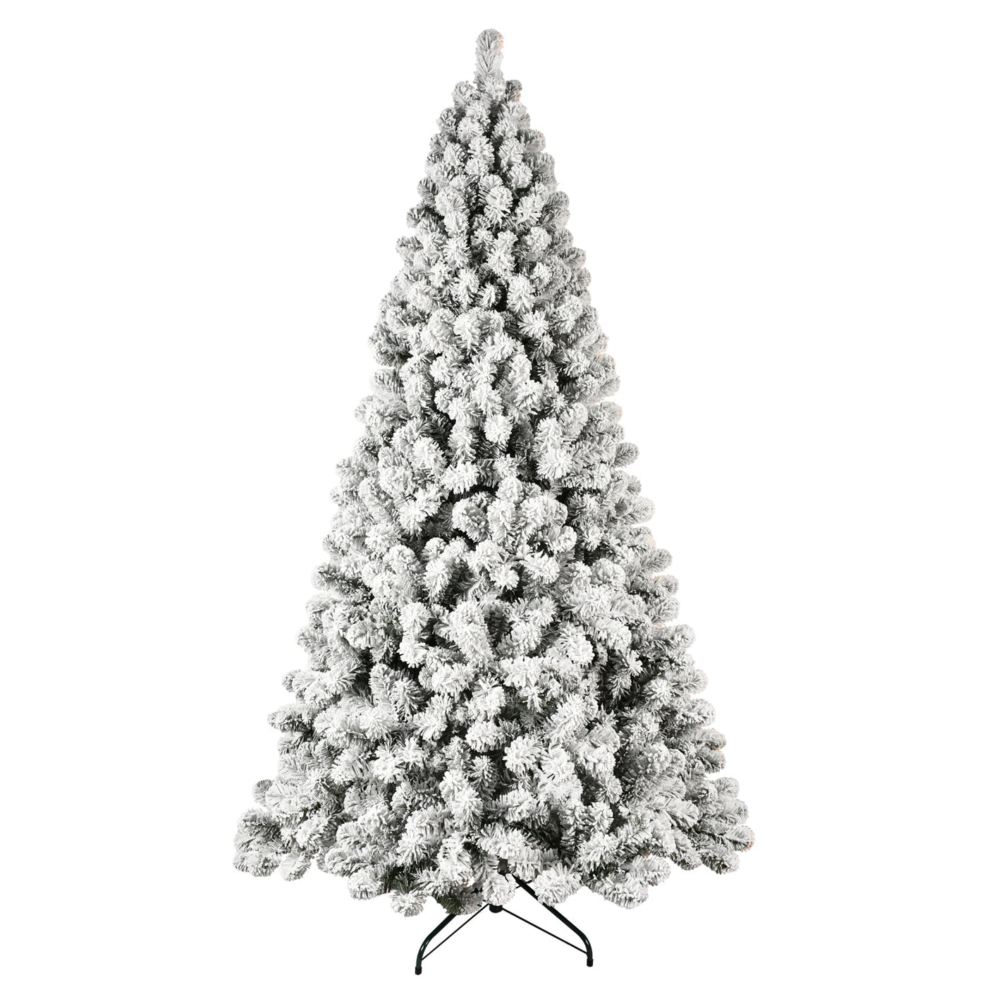 5ft 6ft 8ft 9ft Pre-Lit Flocked Christmas Tree Hinged Artificial Xmas Trees Premium PVC Branches With Lights null