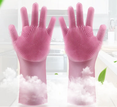 Silicone Heat-resistant Cleaning Brush Scrubbing Gloves null