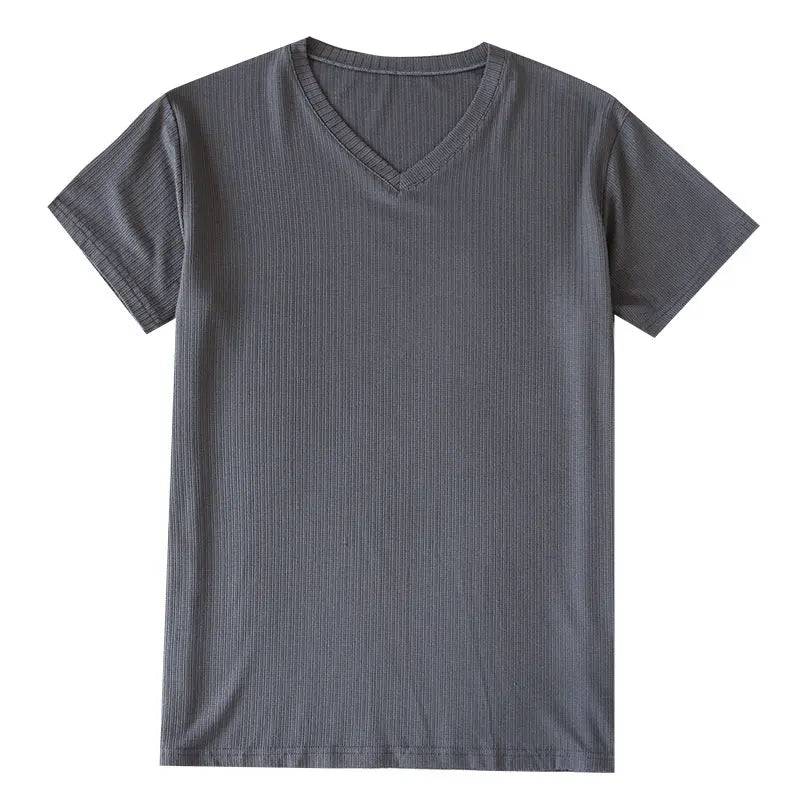 Men's Summer Jacquard Modal Outerwear T-shirt Pajamas Solid Color Sweat-absorbent Cool Breathable Fabric null