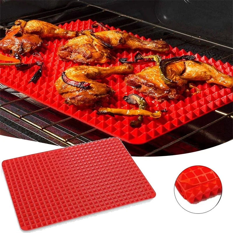 Non-Stick Silicone Pyramid Cooking Mat Baking Mat With Grid Versatile Oven BBQ Cooking Mat Heat-Resistant Mat Kitchen Tools Kitchen Gadgets null