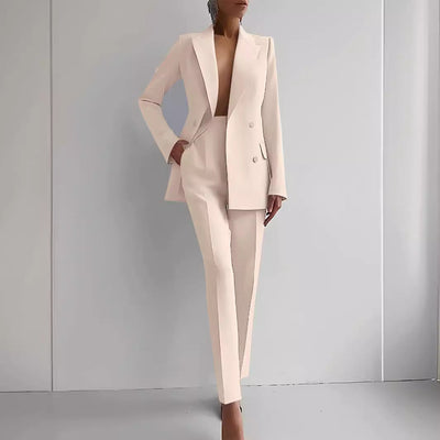 Casual Suits Fashion Long Sleeve Single-breasted Jacket Top And Slim Fit Trousers Women's Business Suits null