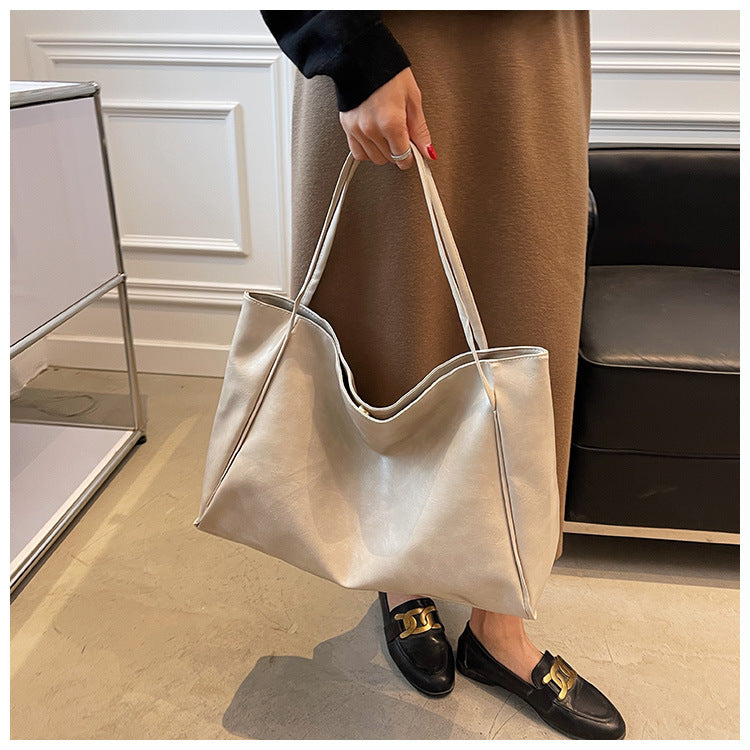 Vintage Women's Tote Bag Athletic Casual Fashion Large Capacity Leather Shoulder Bag Shopper Harajuku Simple Handbag null