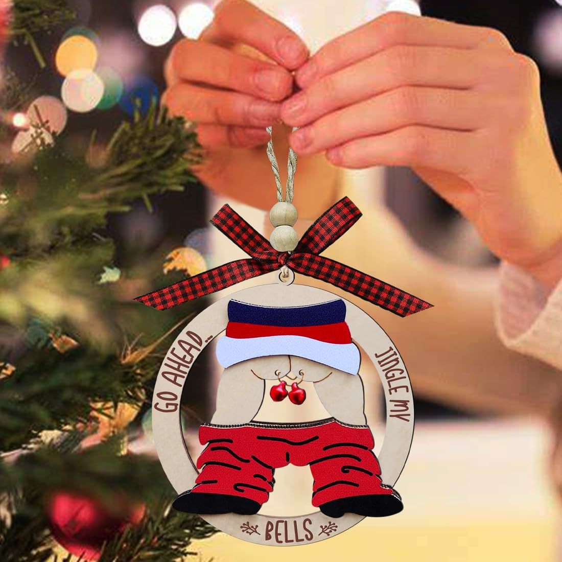 Christmas Gift Pendant Bell Wooden Hanging Decoration Pendant null