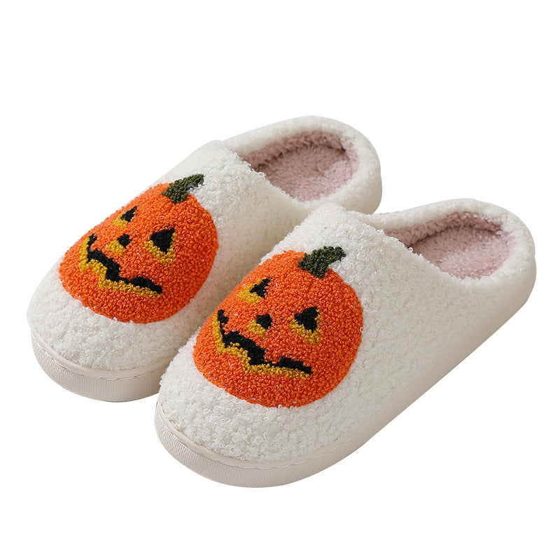 Halloween Pumpkin Cartoon Slippers Warm Winter Slippers Men And Women Couples Indoor House Shoes null