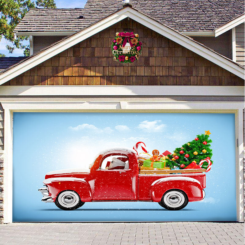 Christmas Background Hanging Cloth Garage Door Patch Holiday Party null