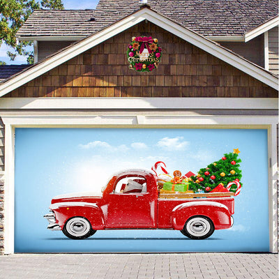 Christmas Background Hanging Cloth Garage Door Patch Holiday Party null