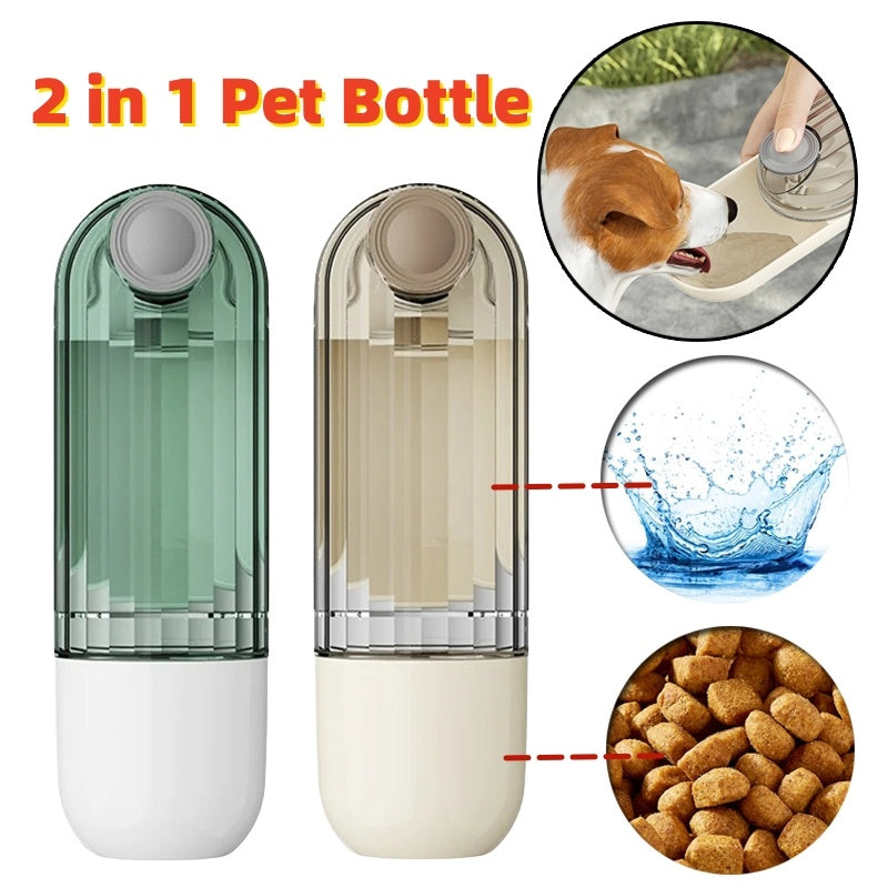 2 In 1 Pet Water Cup Segment Design Green Dog Walking Portable Drinking Cup Dog Feeding Supplies Pet Supplies Dog Walking Water Feeder Pets Products null