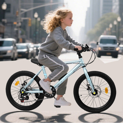 A20183 Kids Bike For 6-12 Years Old, 20 Inch Children's Bicycle For Boys Girls, 7-Speed Steel Frame, , Dual Disc Brakes, 20x1.75 Inch Tires Road Bike, 4 Color Options null