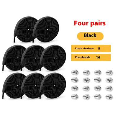 Shoelace For Lazy People Lace-free Rope Elastic Children's Flat Buckle Tie-free White Shoes Men's And Women's Fixed White null