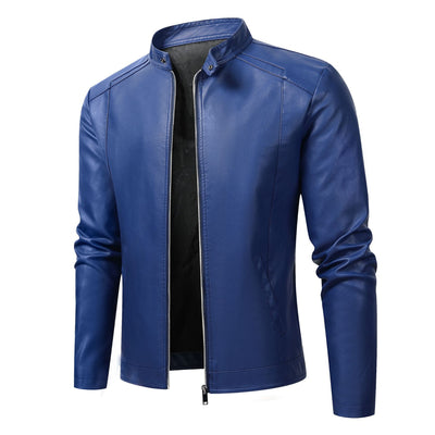 Men's Slim Casual Leather Jacket Motorcycle Jacket null