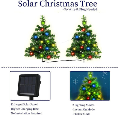 2 Packs Solar Christmas Tree, Solar Powered Pathway Christmas Tree With Multicolored LED Lights, So null