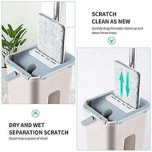 UK Multi Functional Wash  Dry Mop And Bucket Set  Flat Squeeze  10 Pads Shoppers Synchrony