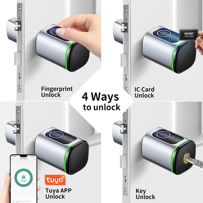 Smart Cylinder Lock With Tuya Bluetooth Fingerprint 13.56mhz IC Card Include CR123A Battery Easy Installation Replace S1 Shoppers Synchrony