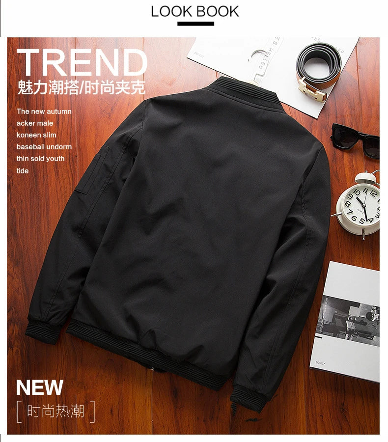 Men Bomber Jacket Thin Slim Long Sleeve baseball Jackets Mens Windbreaker Zipper Windbreaker Jacket Male Outwear Brand Clothing Shoppers Synchrony