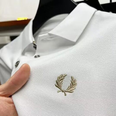 Men's Lapel Half Sleeve Polo Shirt Light Luxury Business Embroidered T-shirt null