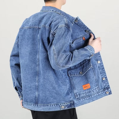 Fashion Smoky Gray Vintage Denim Jacket Men null