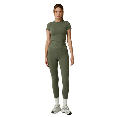 Yoga Clothes Women's Two-piece Round Neck Short Sleeve Tight Trousers null
