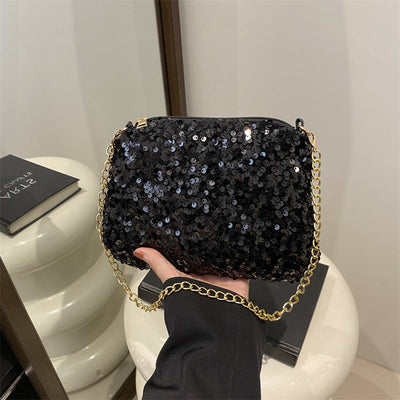 Contrast Color And Versatile Sequined Underarm Bag For Women null