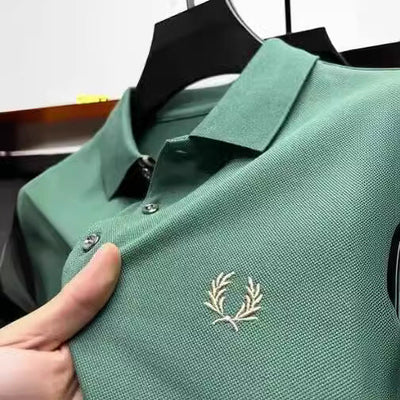 Men's Lapel Half Sleeve Polo Shirt Light Luxury Business Embroidered T-shirt null