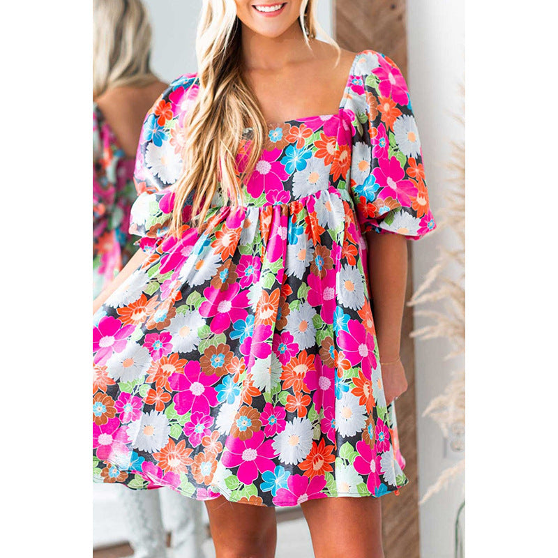 Summer New Holiday Puff Sleeve Dress Women null