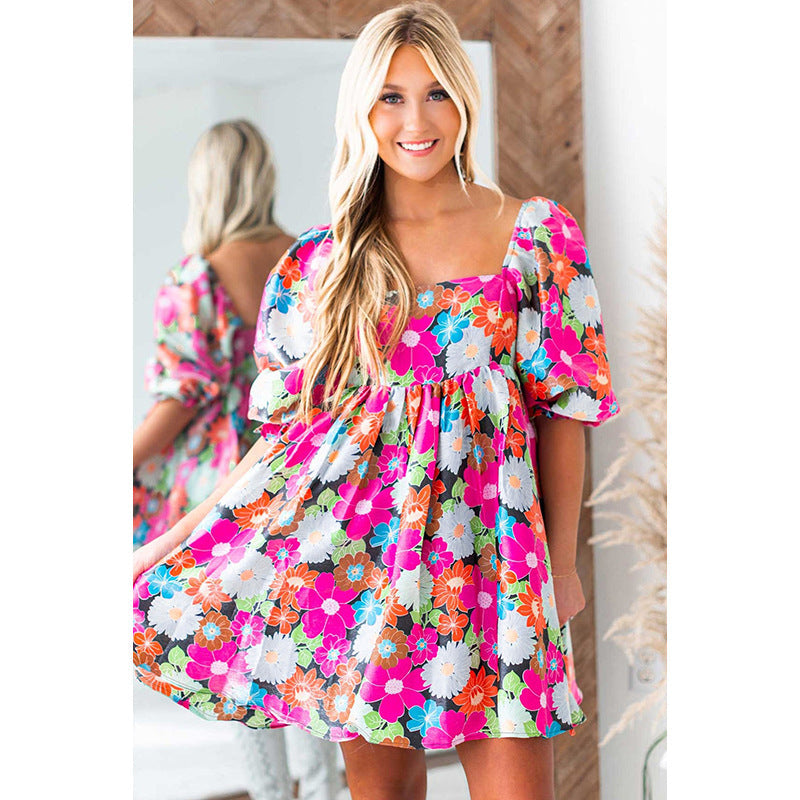 Summer New Holiday Puff Sleeve Dress Women null