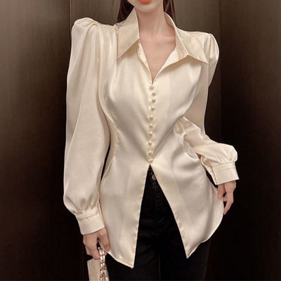 French Style Bow Satin Shirt For Women null
