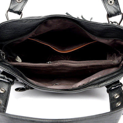 Classic Washed Sheepskin Tassel Bag Texture null