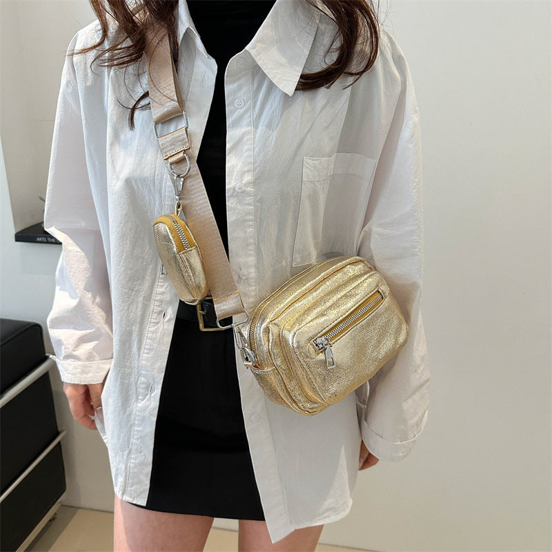 Simple Casual Wide Shoulder Strap Western Style Crossbody Shoulder Commuter Small Square Bag null