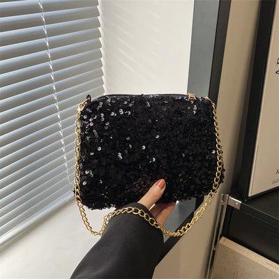 Contrast Color And Versatile Sequined Underarm Bag For Women null