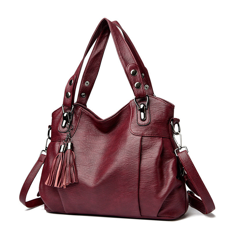 Classic Washed Sheepskin Tassel Bag Texture null