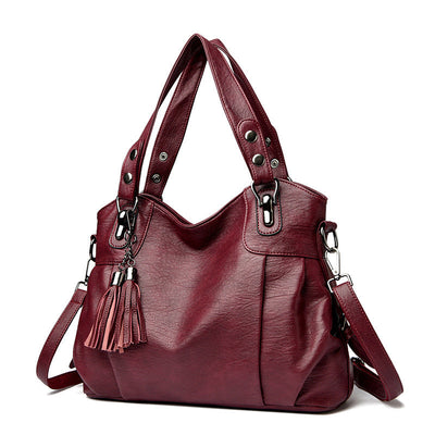 Classic Washed Sheepskin Tassel Bag Texture null