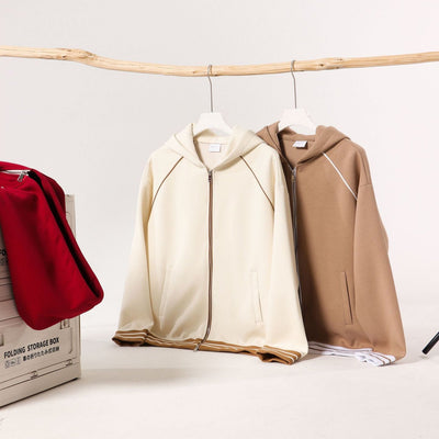 Leisure Hooded Zipper Sweatshirt Coat null