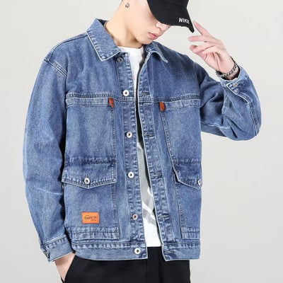 Fashion Smoky Gray Vintage Denim Jacket Men null