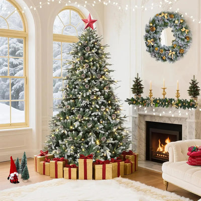 Snow Flocked Prelit Christmas Tree 6 Ft 7.5 Ft 9 Ft With LED Lights Magic Bean Store