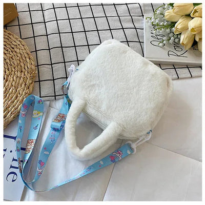 Kawaii Sanrio Plush Bag Kuromi Melody Cinnamoroll Cartoon Anime Handbag Crossbody Cosmetic Travel Storage Bags Women Girls Gifts Shoppers Synchrony