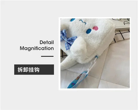 Kawaii Sanrio Plush Bag Kuromi Melody Cinnamoroll Cartoon Anime Handbag Crossbody Cosmetic Travel Storage Bags Women Girls Gifts Shoppers Synchrony