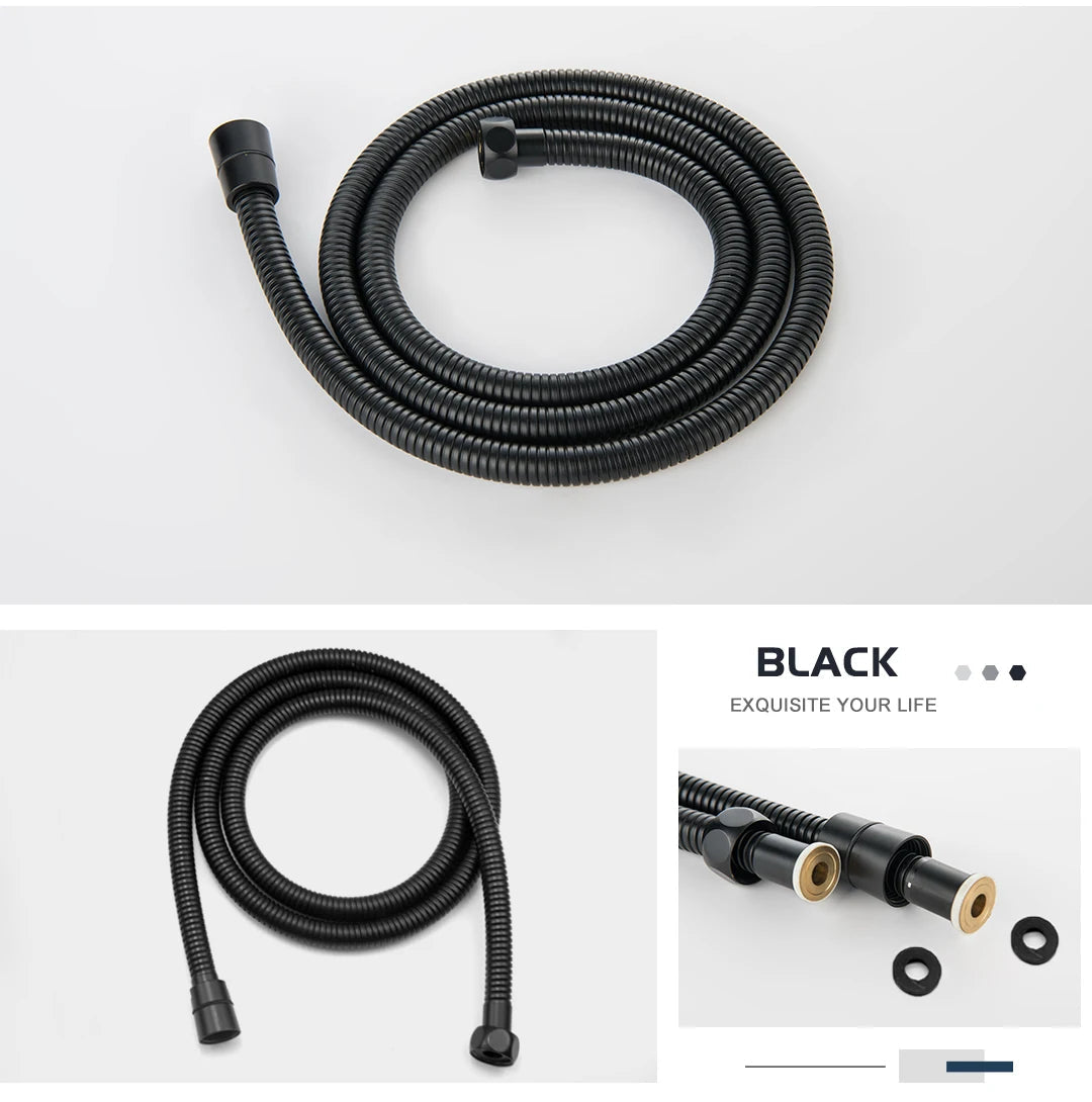 High Quality Black White Shower Hose Bathroom Fitting Stainless Steel Bath Tube 150CM Water Pipe Chrome Burshed Gold Grey Bronze Shoppers Synchrony