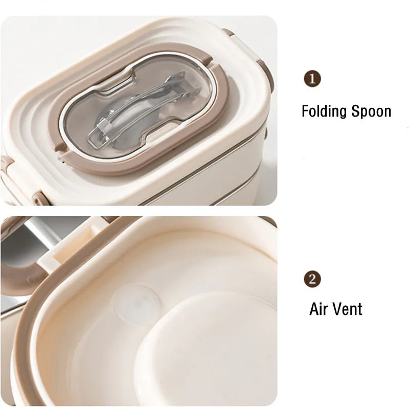 1500ml Double Layers Stainless Steel 304 Thermal Lunch Box With Insulation Bag Leak-Proof Bento Box Adult Student Food Container Shoppers Synchrony