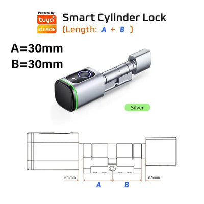 Smart Cylinder Lock With Tuya Bluetooth Fingerprint 13.56mhz IC Card Include CR123A Battery Easy Installation Replace S1 Shoppers Synchrony