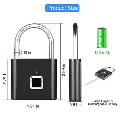 Smart Fingerprint Padlock Keyless Biometric Fingerprint Lock Electronics Door Lock Security Anti-theft Luggage Case Smart Locks Shoppers Synchrony