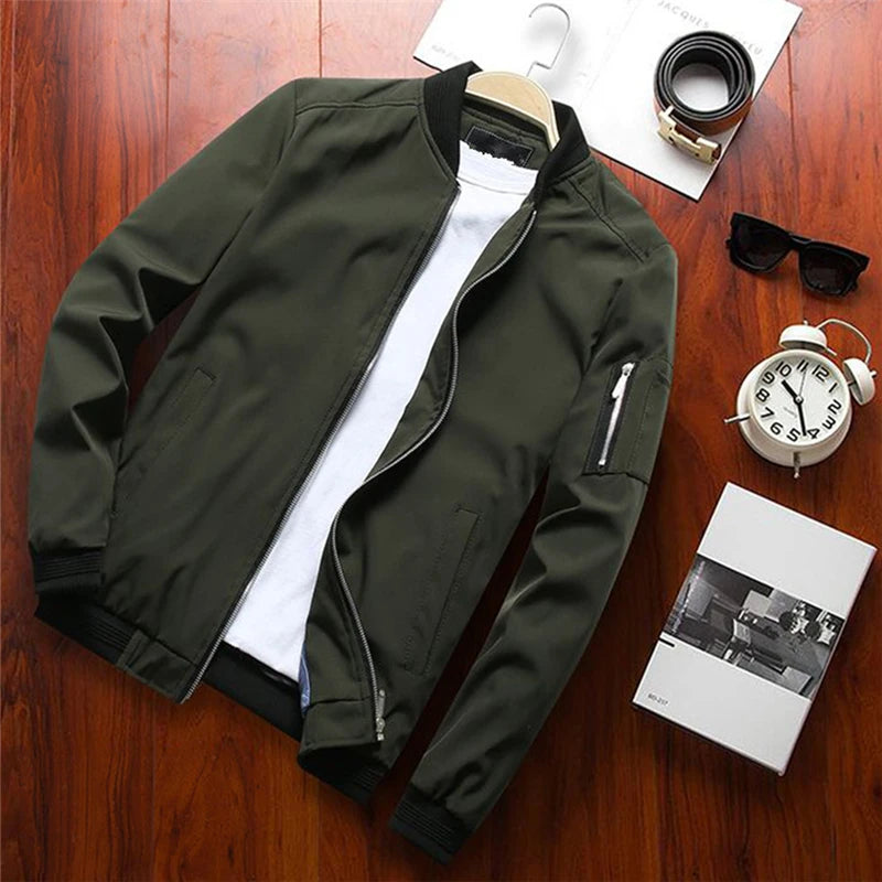 Men Bomber Jacket Thin Slim Long Sleeve baseball Jackets Mens Windbreaker Zipper Windbreaker Jacket Male Outwear Brand Clothing Shoppers Synchrony