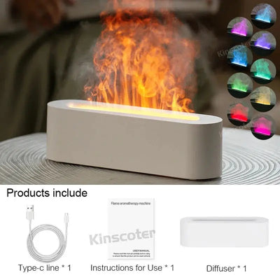 Essential Oil Aroma Diffuser, Flame Air Humidifier, Ultrasonic Fresh Mist, Diffuser with Realistic Fire RGB, Night Light Stone's Store